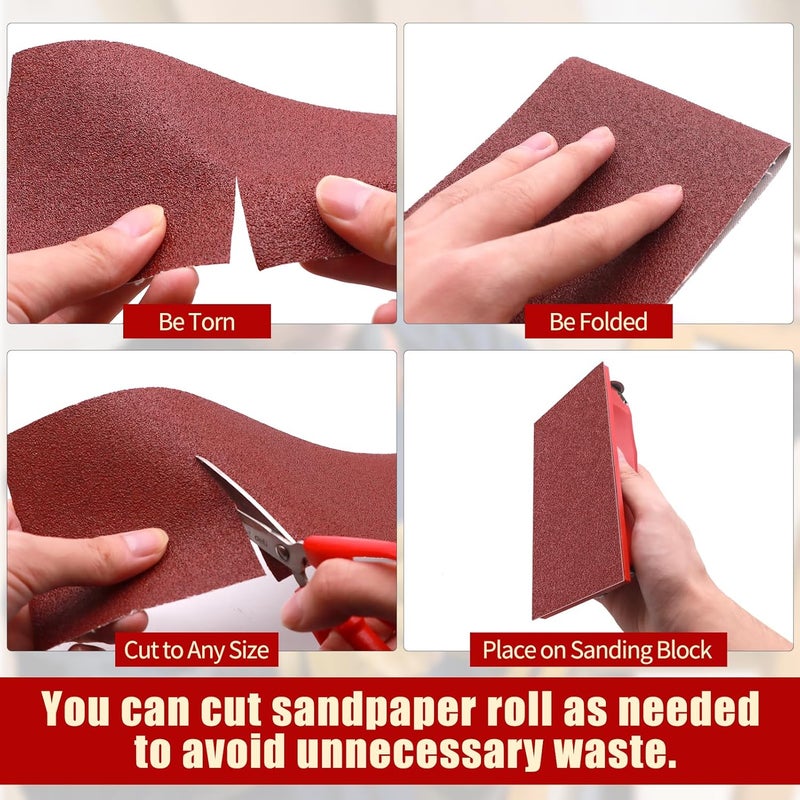 SIJDIEE 80 Grit Sandpaper roll, 4 Inch x 32.8 Feet (10 metres x 100 mm) Cut-to-length Aluminum Oxide Emery Cloth Sand Paper Roll, Wet Dry Sandpaper for Drum Sanders, Metal Wood Furniture Polishing Car Sanding - Image 5